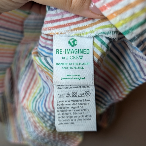 NWT J. Crew V-neck Peplum Top in Rainbow Seersucker Woman's XS - Picture 8 of 11